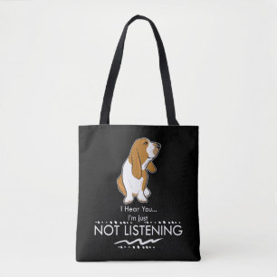 Bolsa Tote Cão de Basset Hound - ouça-se que você mim apen
