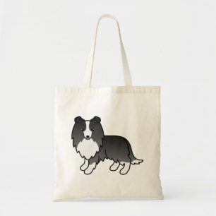 Bolsa Tote Cão-de-bi-Black Shetland Sheepdog Sheltie