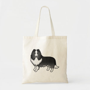 Bolsa Tote Cão-de-bi-Black Shetland Sheepdog Sheltie