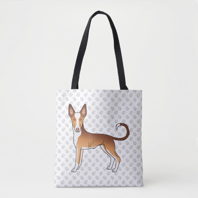 Bolsa Tote Cão de Caça Ibicenco Vermelho e Branco de Pelo Lis (Frente)