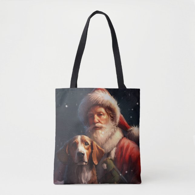 Bolsa Tote Cão de caça inglês Santa Claus Natal (Frente)