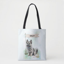 Bolsa Tote Cão de Caça Norueguês Aquarela Personalizado
