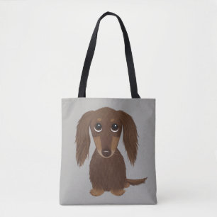 Bolsa Tote Cão-de-caju-dachshund, chocolate castanho-de-cabra