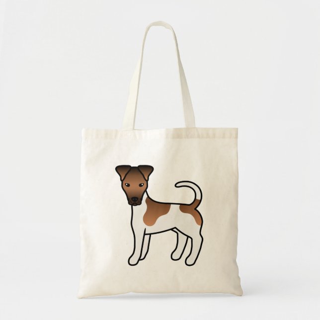 Bolsa Tote Cão de Cartoon Castanho Suave Raposa Suave Terrier (Frente)