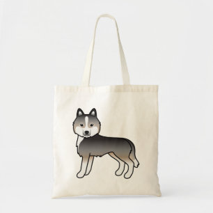 Bolsa Tote Cão de Cartoon de Cinza de Lobo-Luz Siberiano Husk