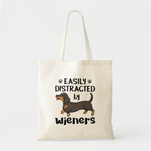 Bolsa Tote Cão de Dachshund facilmente distraído por saltad