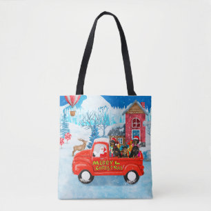 Bolsa Tote Cão de Dachshund na Neve dos Caminhões de Natal