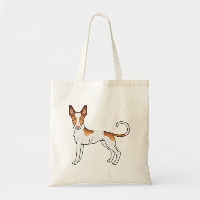 Bolsa Tote Cão de desenho animado Ibizan Hound Branco e Verme (Frente)