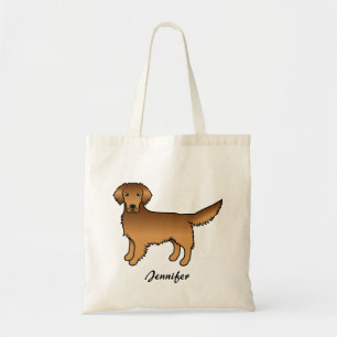 Bolsa Tote Cão de desenho do Ouro Vermelho e nome personaliz
