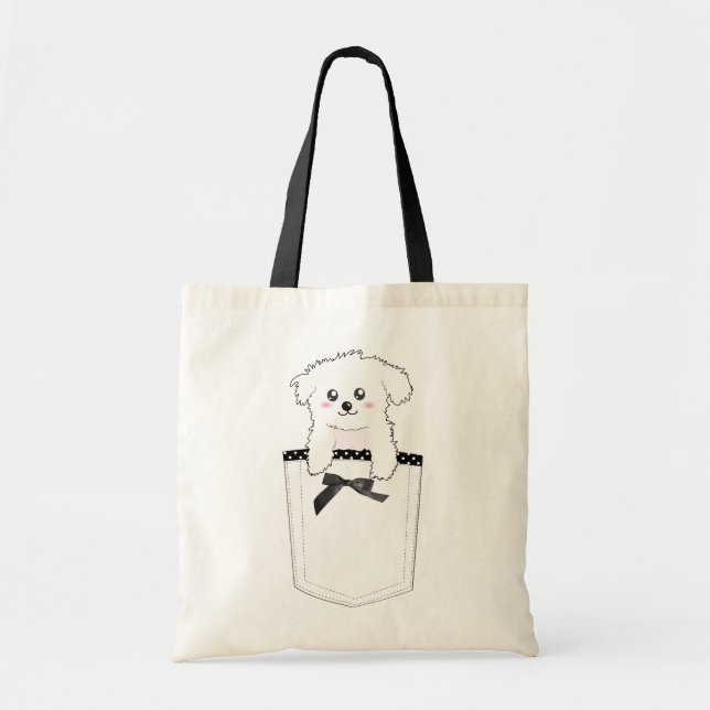 Bolsa Tote Cão de filhote de cachorro bonito do bolso (Frente)