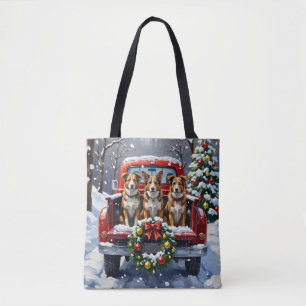 Bolsa Tote Cão de Gado Australiano Caminhão Vermelho Natal Fe