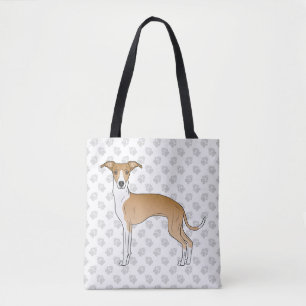 Bolsa Tote Cão De Greyhound Italiano Branco E Fawn Com Patas