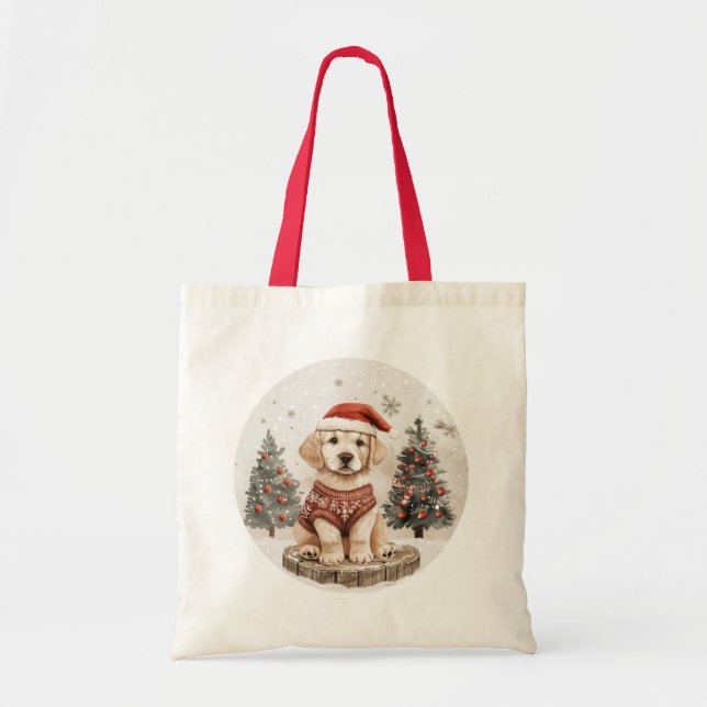 Bolsa Tote Cão de Natal do Labrador Retriever (Frente)