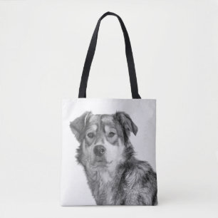Bolsa Tote Cão de Raça Mista Monocromático Refinado Grande