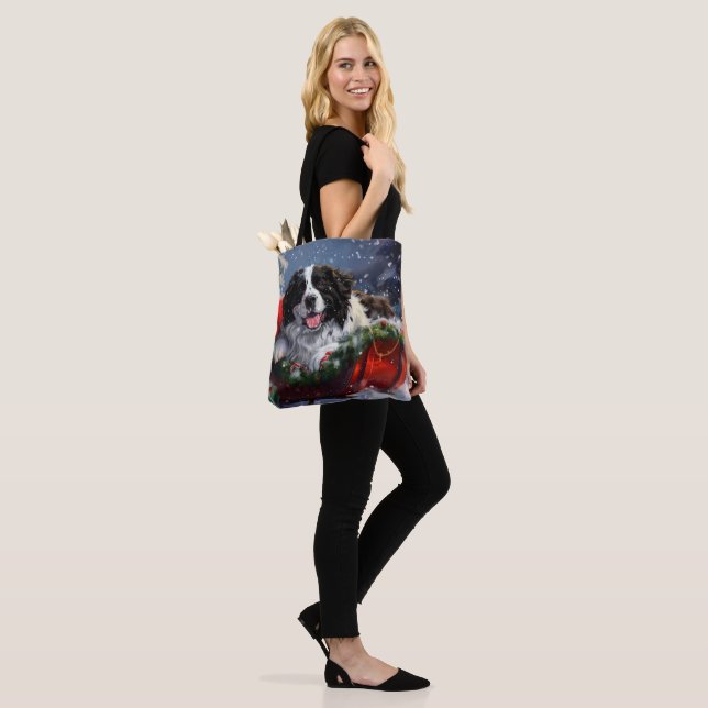 Bolsa Tote Cão de Terra Nova Natal Festivo (No(a) Modelo)