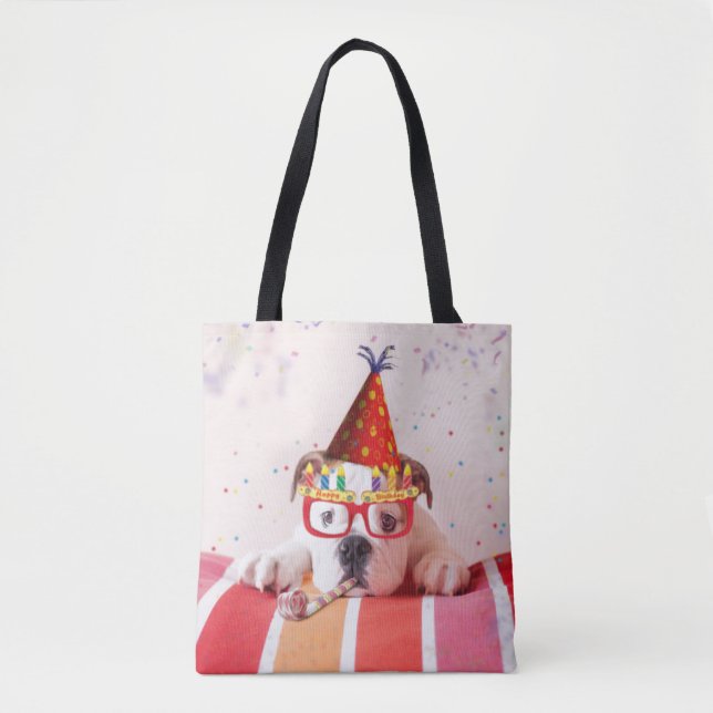 Bolsa Tote Cão do aniversário (Frente)