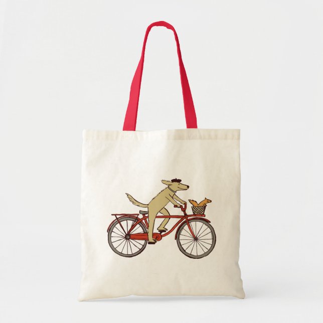 Bolsa Tote Cão do ciclismo e esquilo - arte do animal do (Frente)