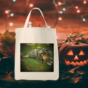 Bolsa Tote Cão do Dia das Bruxas na camuflagem