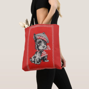 Bolsa Tote cão do Scottie dos anos 50 no vermelho
