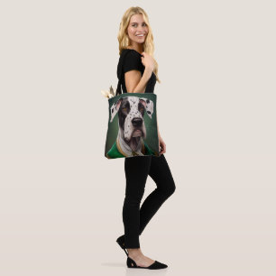 Bolsa Tote Cão Dogue Alemão vestido para o Dia de São Patríci
