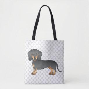 Bolsa Tote Cão e patas, de cabelo curto e preto