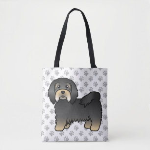 Bolsa Tote Cão e patas de cartoon lindas, preto e paraense