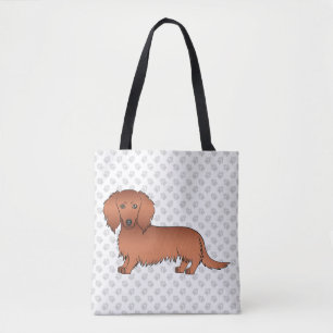 Bolsa Tote Cão e patas de desenho de corte de cabelo longo v