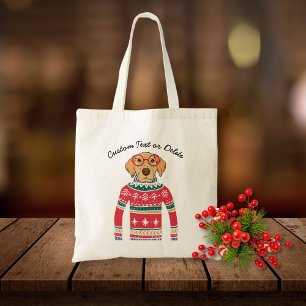 Bolsa Tote Cão engraçado que veste vidros, camisola feia do