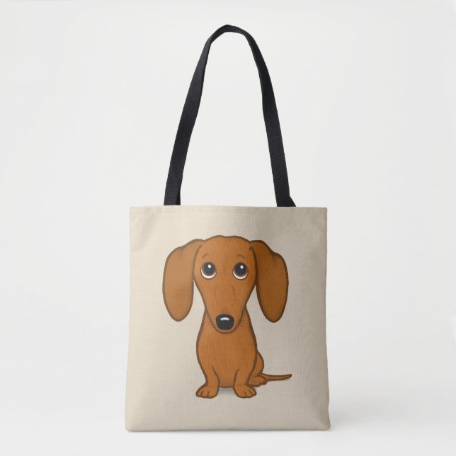 Bolsa Tote Cão engraçado vermelho bonito do Wiener dos (Frente)