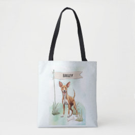 Bolsa Tote Cão Faraó Aquarela Cachorro Personalizado