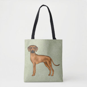 Bolsa Tote Cão Leão Cartoon Marrom Rhodesian Ridgeback Verde