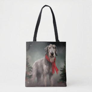 Bolsa Tote Cão lobo na neve Natal
