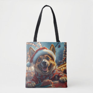 Bolsa Tote Cão Malinois Belga Montanha-russa Natal