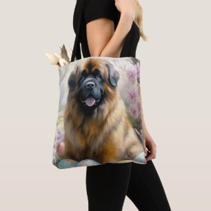 Bolsa Tote Cão Mastim Tibetano com Férias de Ovos de Páscoa