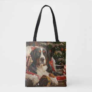 Bolsa Tote Cão Montanhês Suíço Grande Natal Festivo