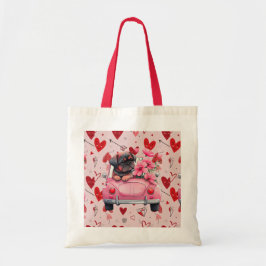 Bolsa Tote cão num carro com coração