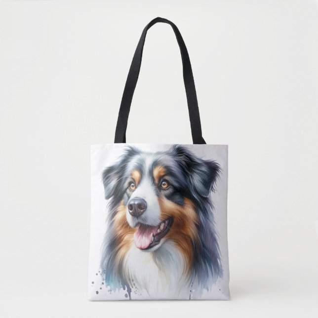 Bolsa Tote Cão Pastor Australiano Tri-Colorido (Frente)