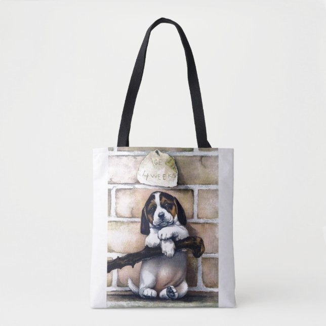 Bolsa Tote Cão-piranha para venda ilustração da safra (Frente)