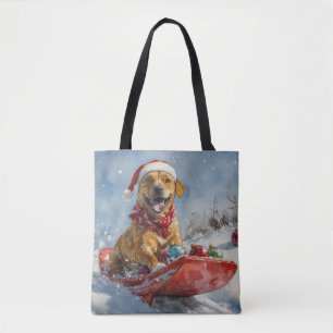 Bolsa Tote Cão Rhodesian Ridgeback em Trenó de Natal