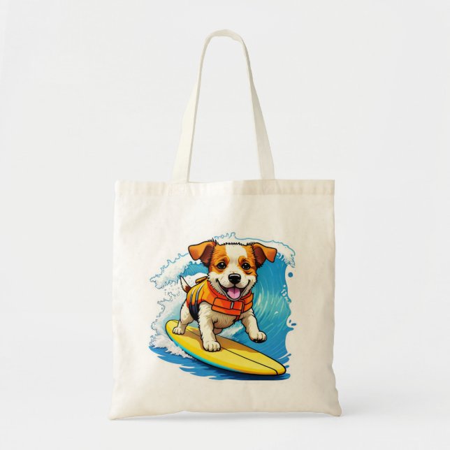 Bolsa Tote Cão surfador (Frente)