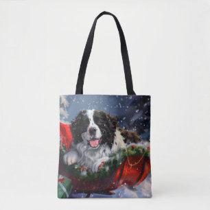 Bolsa Tote Cão Terra-Nova Natal Festivo