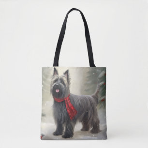 Bolsa Tote Cão Terrier Skye na Neve Natal