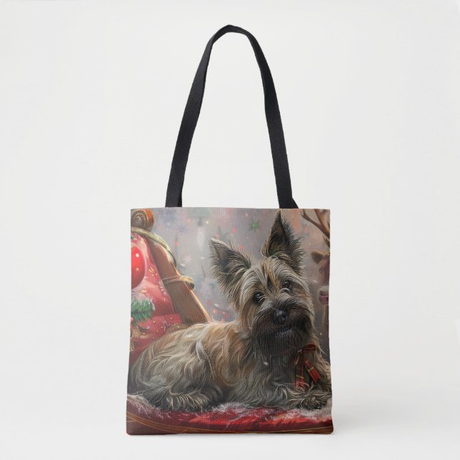 Bolsa Tote Cão Terrier Skye Natal Festivo (Frente)