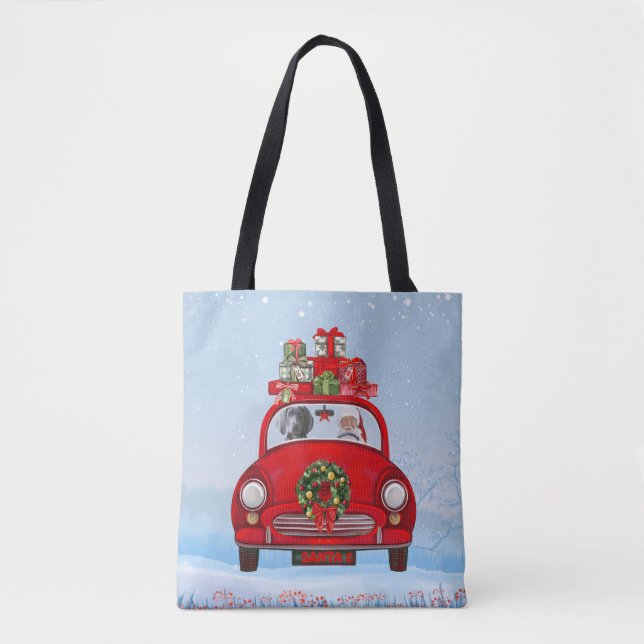 Bolsa Tote Cão Weimaraner no carro com Papai Noel (Frente)