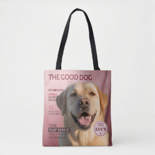 Bolsa Tote Capa de Revista de Foto de Cachorro Personalizada