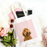 Bolsa Tote Capa de telefone rosa personalizada do Pastel com<br><div class="desc">Carregar seu amor pelo seu amigo peludo onde quer que você vá com esta bolsa de tote rosa pastel personalizada. Apresentando uma foto do seu querido cão e seu nome, esta bolsa combina estilo e praticidade. Feito de tecido leve e durável, é perfeito para uso diário, seja para fazer tarefas...</div>