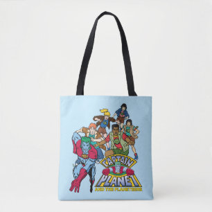 Bolsa Tote Capitã Planeta e o logotipo do grupo Planeters