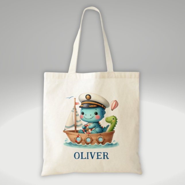 Bolsa Tote Capitão de Barco Dinossauro Trex Fofo  (Criador carregado)