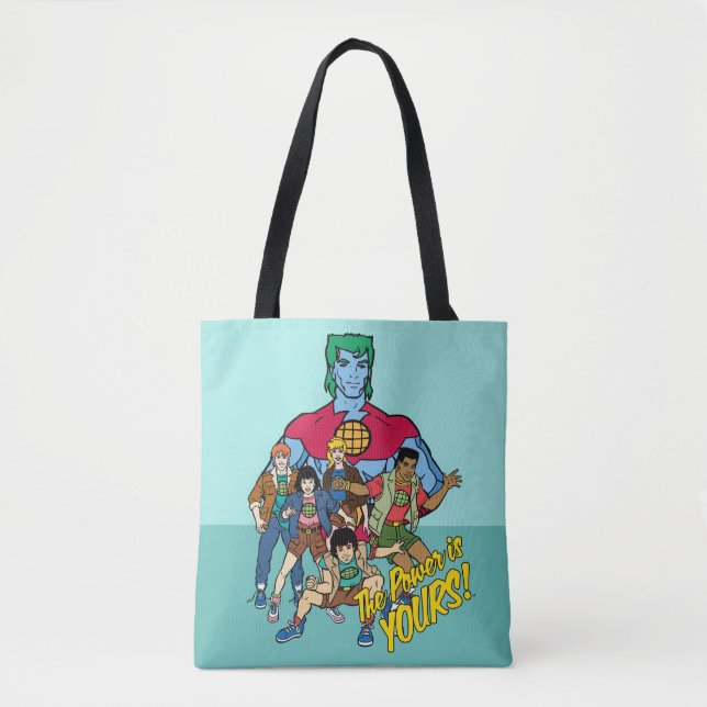 Bolsa Tote Capitão Planet Group Graphic - O Poder É Seu! (Frente)