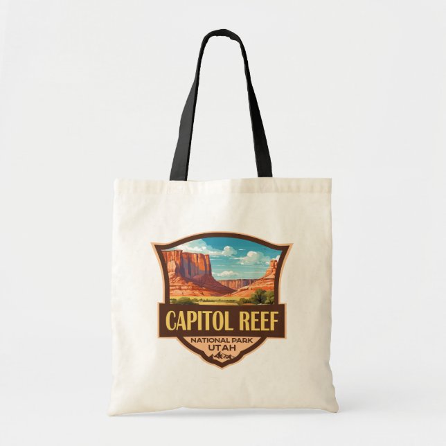 Bolsa Tote Capitol Reef National Park Ilustração de Arte Retr (Frente)